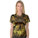 Fractal Floral Gold Golden V-Neck Sport Mesh Tee View1