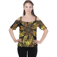 Fractal Floral Gold Golden Cutout Shoulder Tee