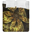 Fractal Floral Gold Golden Duvet Cover Double Side (California King Size) View2