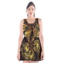 Fractal Floral Gold Golden Scoop Neck Skater Dress View1