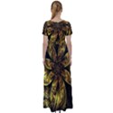 Fractal Floral Gold Golden High Waist Short Sleeve Maxi Dress View2