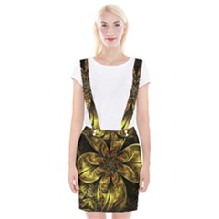 Fractal Floral Gold Golden Braces Suspender Skirt by Wegoenart