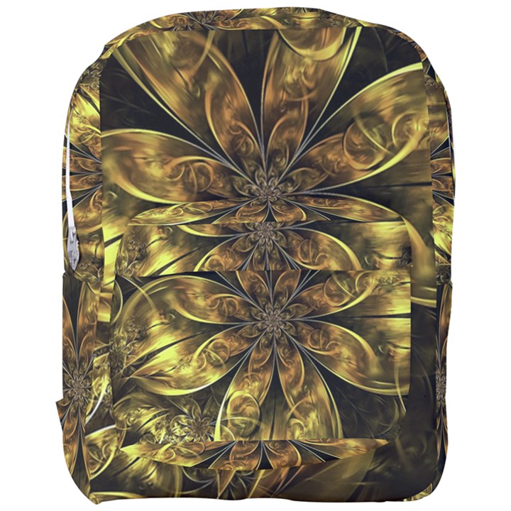 Fractal Floral Gold Golden Full Print Backpack