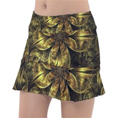 Fractal Floral Gold Golden Tennis Skirt by Wegoenart