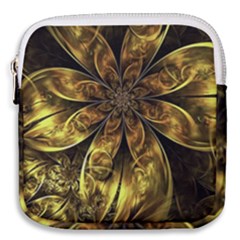 Fractal Floral Gold Golden Mini Square Pouch by Wegoenart