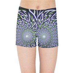 Fractal Mirror Flowers Kids Sports Shorts by Wegoenart