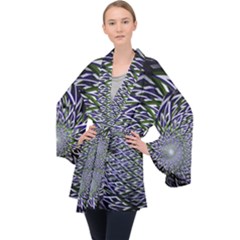 Fractal Mirror Flowers Velvet Kimono Robe by Wegoenart