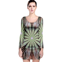 Fractal Floral Fantasy Flower Long Sleeve Bodycon Dress by Wegoenart