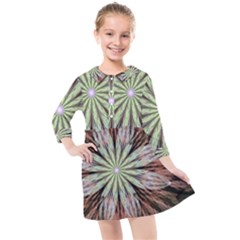 Fractal Floral Fantasy Flower Kids  Quarter Sleeve Shirt Dress by Wegoenart