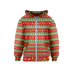 Christmas Papers Red And Green Kids  Zipper Hoodie by Wegoenart