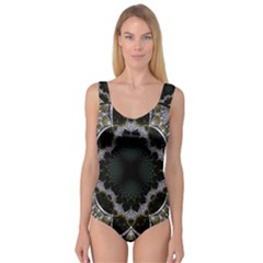 Fractal Aqua Silver Pattern Princess Tank Leotard  by Wegoenart