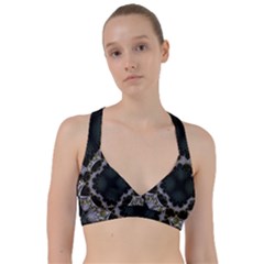 Fractal Aqua Silver Pattern Sweetheart Sports Bra by Wegoenart