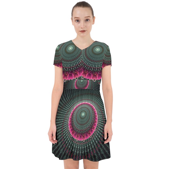 Fractal Circle Fantasy Texture Adorable in Chiffon Dress