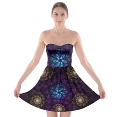 Geometry Fractal Colorful Geometric Strapless Bra Top Dress by Wegoenart