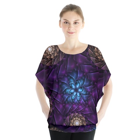 Geometry Fractal Colorful Geometric Batwing Chiffon Blouse by Wegoenart