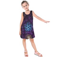 Geometry Fractal Colorful Geometric Kids  Sleeveless Dress by Wegoenart