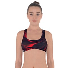 Abstract Curve Dark Flame Pattern Got No Strings Sports Bra by Wegoenart