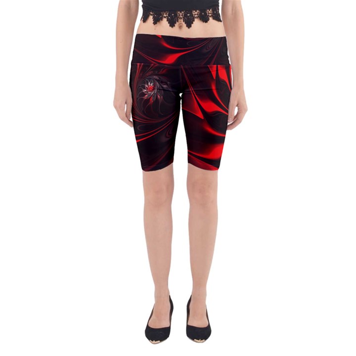 Abstract Curve Dark Flame Pattern Yoga Cropped Leggings