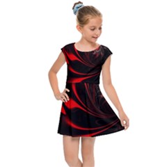 Abstract Curve Dark Flame Pattern Kids Cap Sleeve Dress by Wegoenart