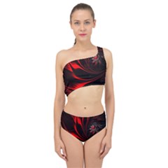 Abstract Curve Dark Flame Pattern Spliced Up Two Piece Swimsuit by Wegoenart