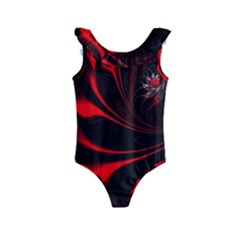 Abstract Curve Dark Flame Pattern Kids  Frill Swimsuit by Wegoenart