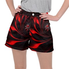 Abstract Curve Dark Flame Pattern Stretch Ripstop Shorts by Wegoenart