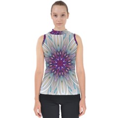 Mandala Kaleidoscope Ornament Mock Neck Shell Top by Wegoenart