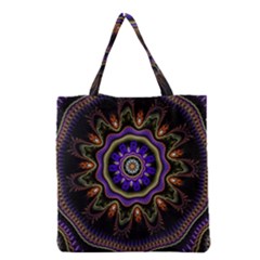 Fractal Vintage Colorful Decorative Grocery Tote Bag by Wegoenart