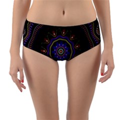 Fractal Vintage Colorful Decorative Reversible Mid-waist Bikini Bottoms by Wegoenart