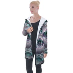 Fractal Pattern Texture Design Longline Hooded Cardigan by Wegoenart