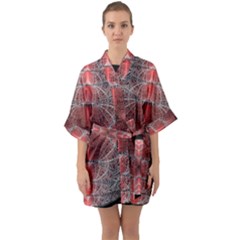 Fractal Diamond Circle Pattern Quarter Sleeve Kimono Robe by Wegoenart