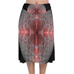 Fractal Diamond Circle Pattern Velvet Flared Midi Skirt by Wegoenart