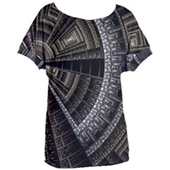 Fractal Circle Circular Geometry Women s Oversized Tee by Wegoenart