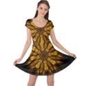 Mandala Gold Golden Fractal Cap Sleeve Dress View1