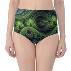 Fractal Green Gears Fantasy Classic High-waist Bikini Bottoms by Wegoenart