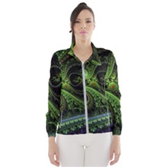 Fractal Green Gears Fantasy Windbreaker (women) by Wegoenart