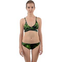 Fractal Green Gears Fantasy Wrap Around Bikini Set by Wegoenart