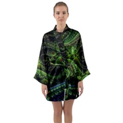 Fractal Green Gears Fantasy Long Sleeve Kimono Robe by Wegoenart