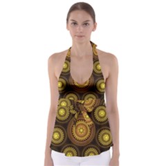 Fractal Yellow Gold Circles Babydoll Tankini Top by Wegoenart