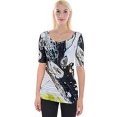 Abstract Structure Pattern Wide Neckline Tee