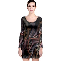 Geometry Math Fractal Art Long Sleeve Bodycon Dress by Wegoenart