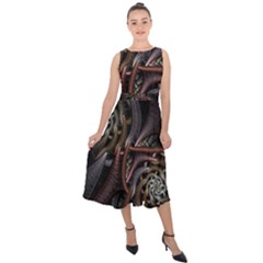 Geometry Math Fractal Art Midi Tie-back Chiffon Dress by Wegoenart