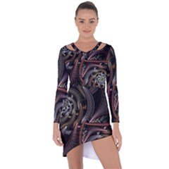 Geometry Math Fractal Art Asymmetric Cut-out Shift Dress by Wegoenart