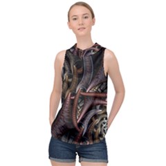 Geometry Math Fractal Art High Neck Satin Top by Wegoenart