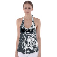 Albert Einstein Street Art Babydoll Tankini Top by Wegoenart