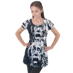 Albert Einstein Street Art Puff Sleeve Tunic Top by Wegoenart