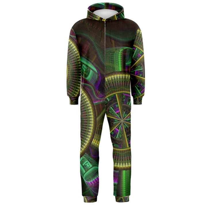 Fractal Threads Colorful Pattern Hooded Jumpsuit (Men) 