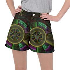 Fractal Threads Colorful Pattern Stretch Ripstop Shorts by Wegoenart