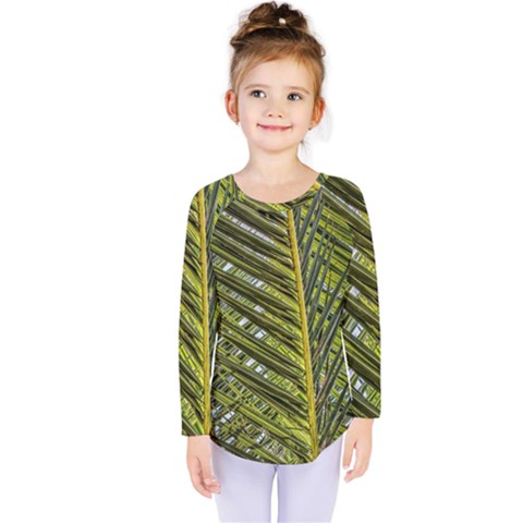 Palm Fronds Palm Palm Leaf Plant Kids  Long Sleeve Tee by Wegoenart