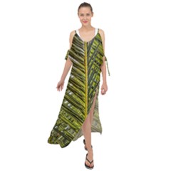 Palm Fronds Palm Palm Leaf Plant Maxi Chiffon Cover Up Dress by Wegoenart